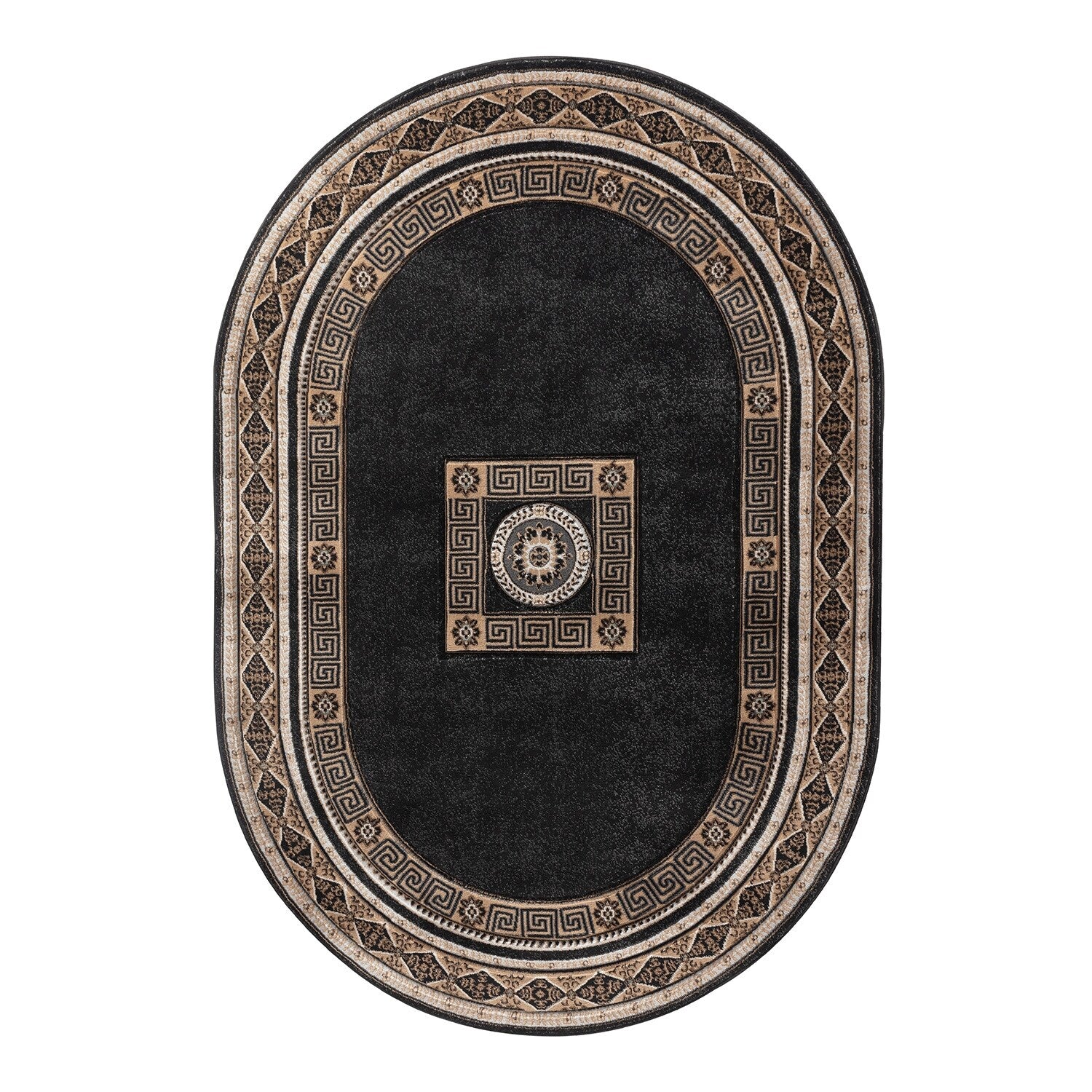 Glamour Black Beige Polypropylene Area Rug