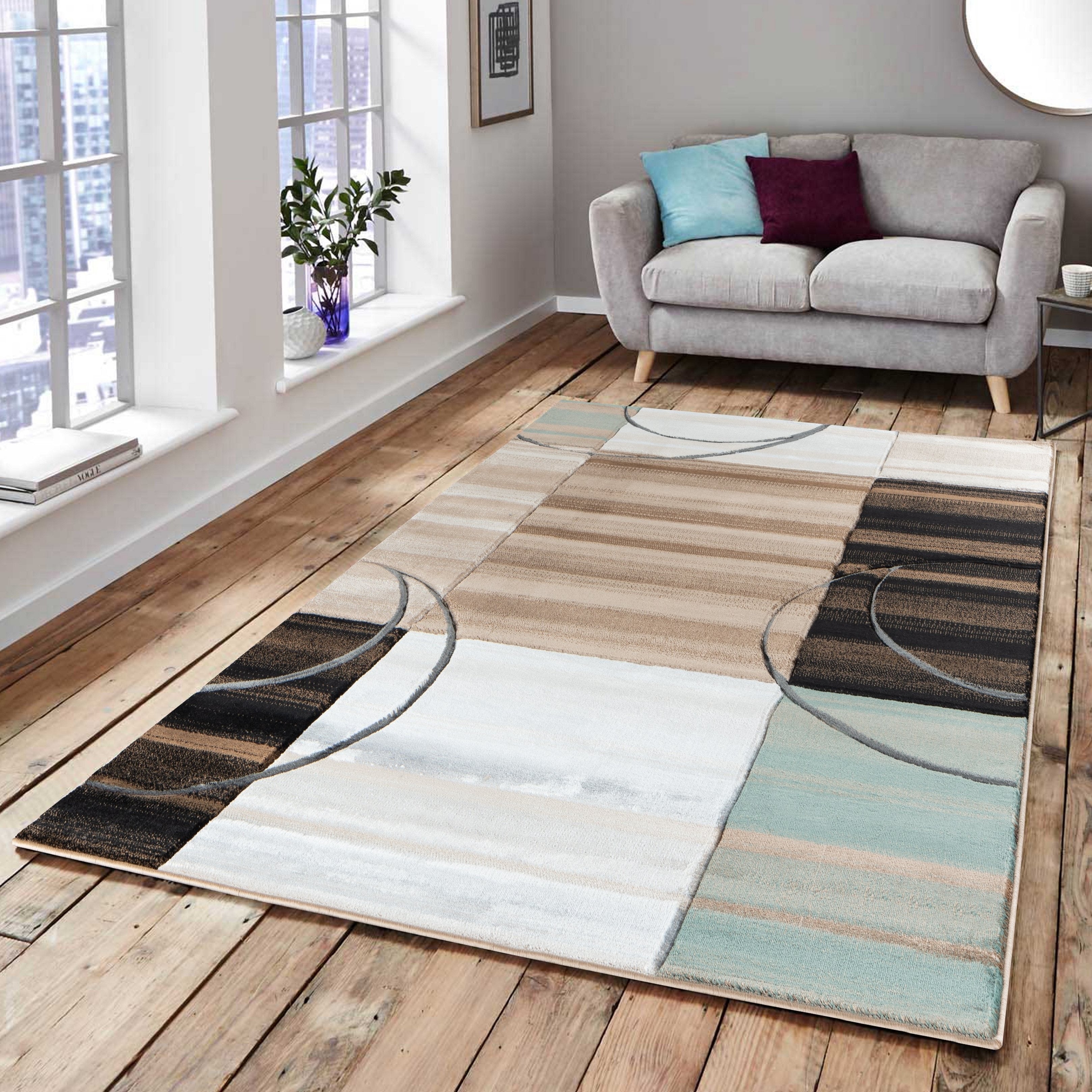 Glamour Brown Beige Polypropylene Area Rug