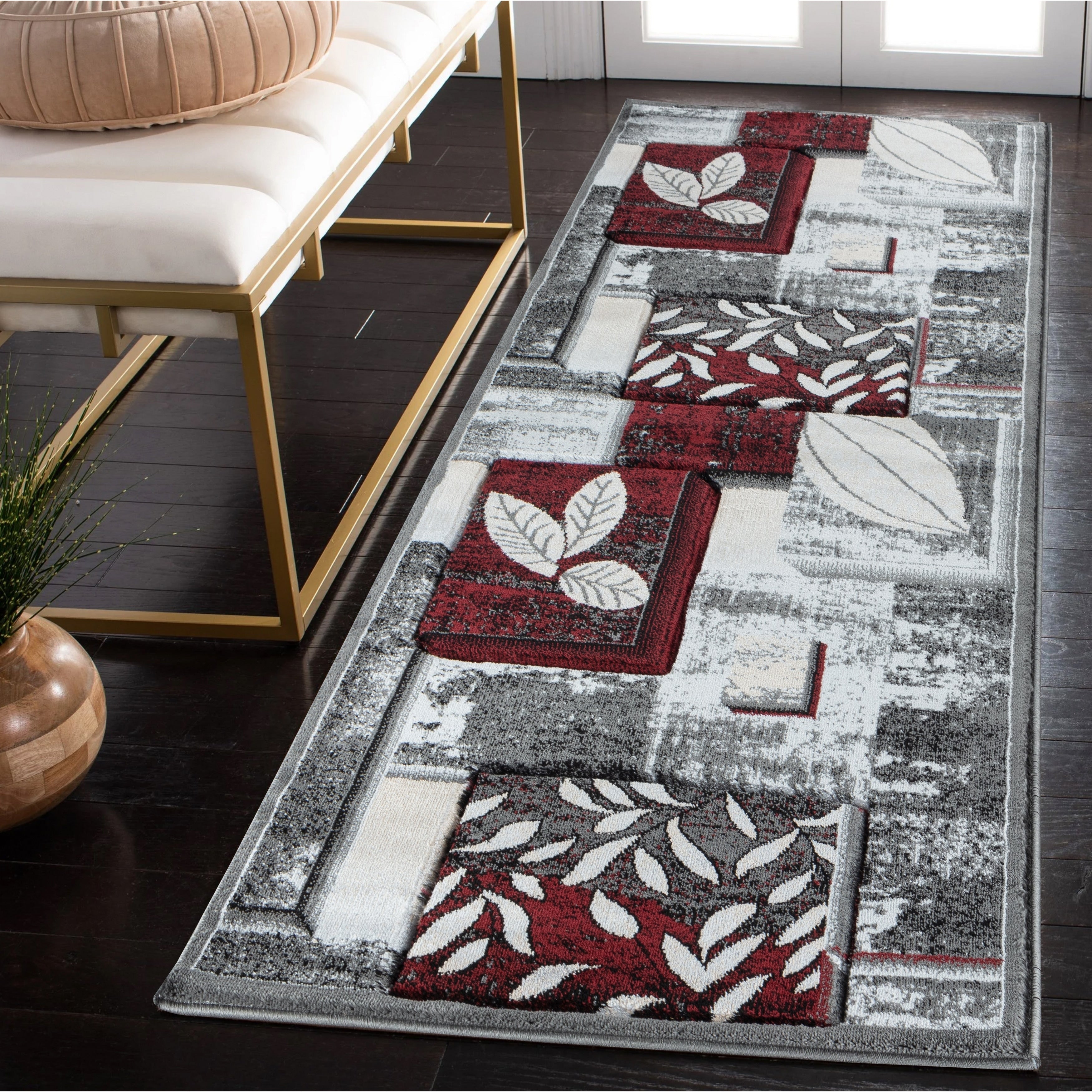Glamour Collection Brown Cream Area Rug