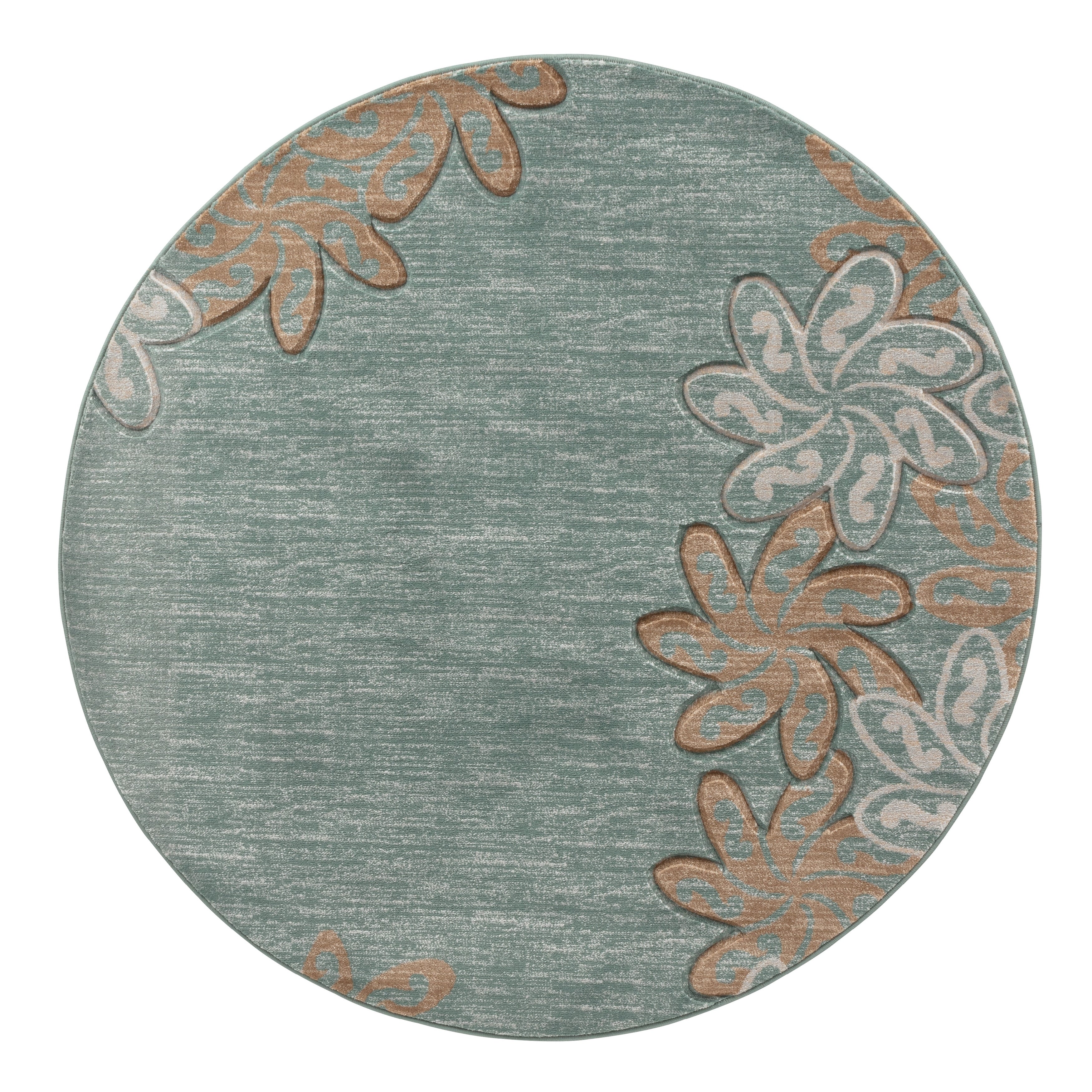 Glamour Brown Turquoise Polypropylene Area Rug
