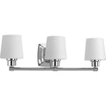 Glance Chrome Finished Steel Three Light Bath Light