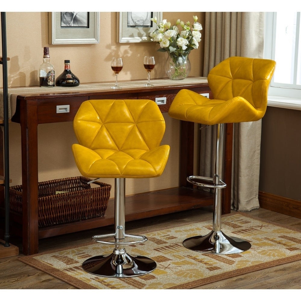 Glasgow Faux Leather Tufted Adjustable Height Bar Stools Set Of 2