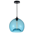 1 Light Black Stainless Steel Mini Pendant With Transparent Blue Shade