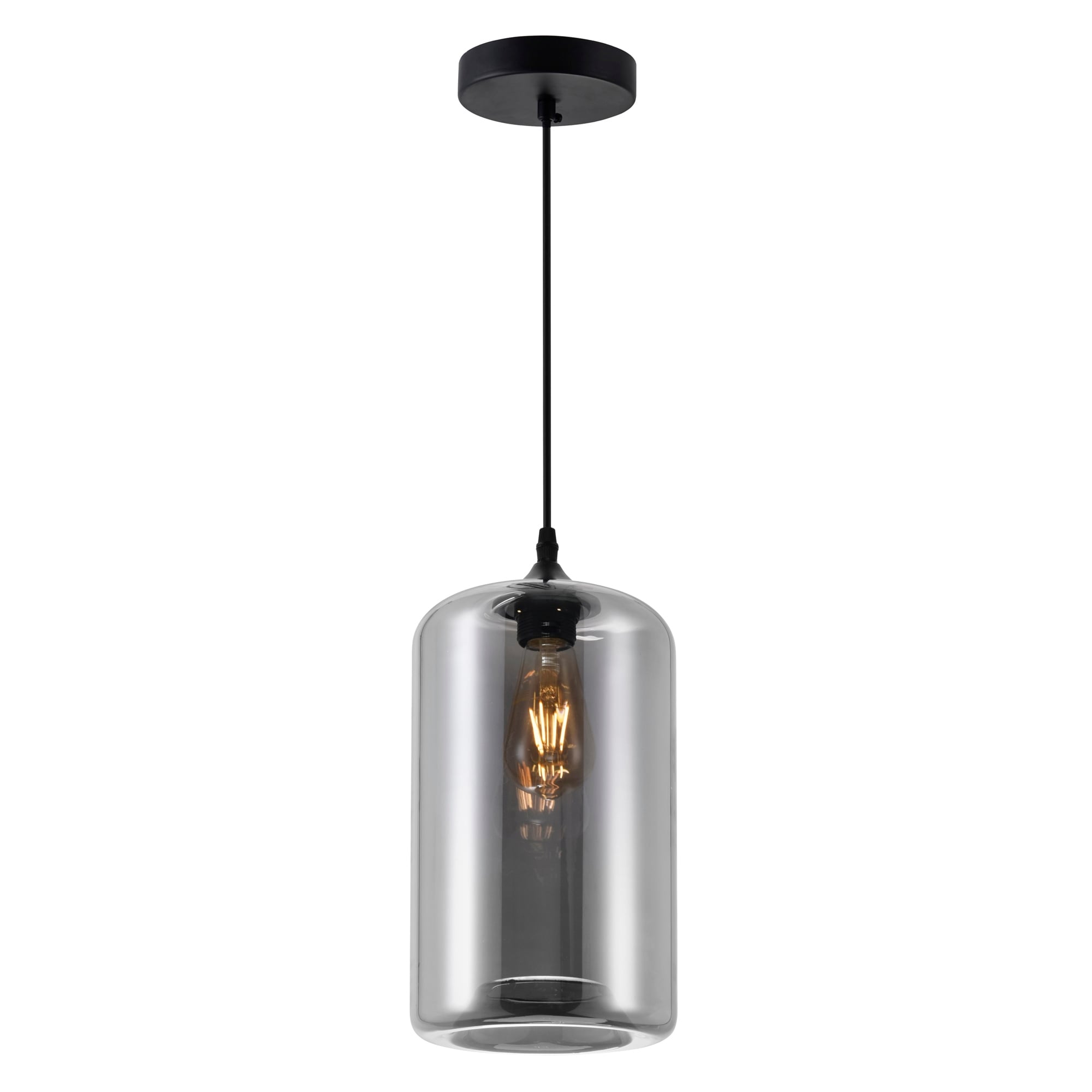 Glass 1 Light Down Mini Pendant With Smoke Finish Transparent Smoke