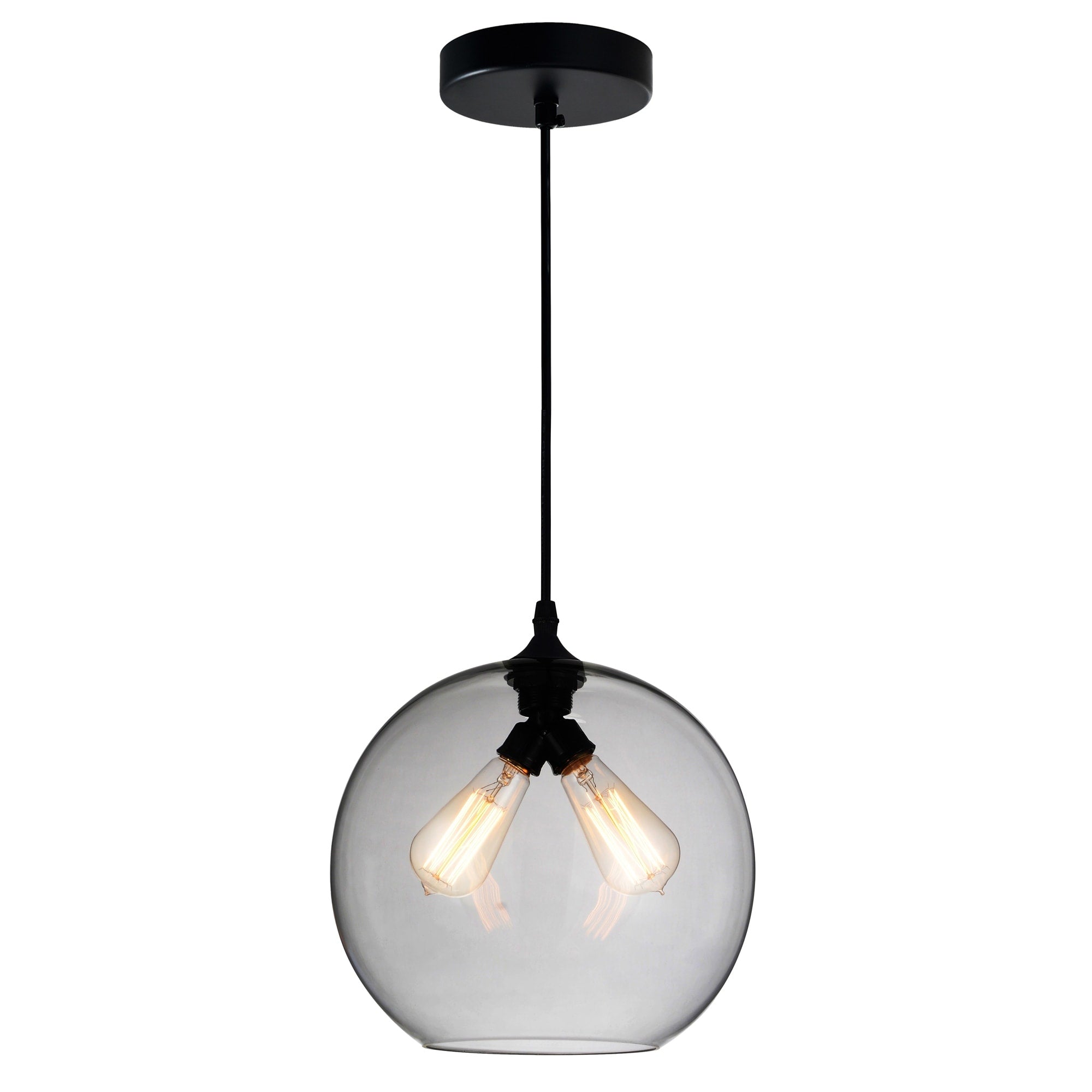2 Light Mini Pendant With Transparent Smoke Shade