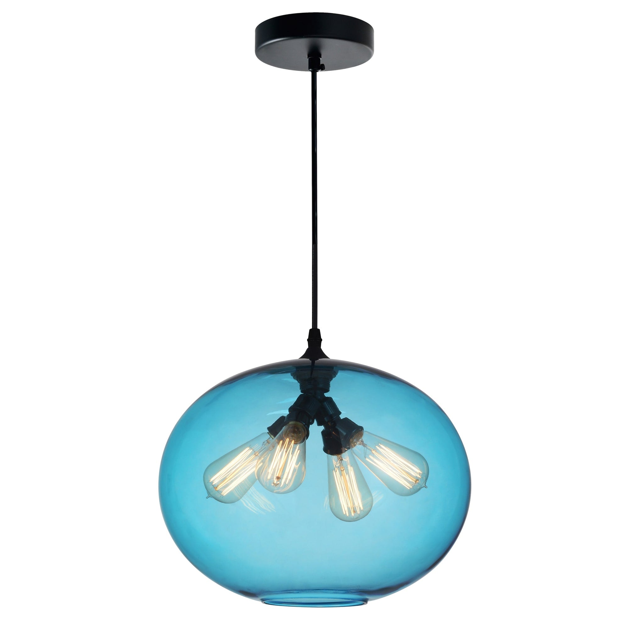 4 Light Chandelier With Transparent Blue Shade