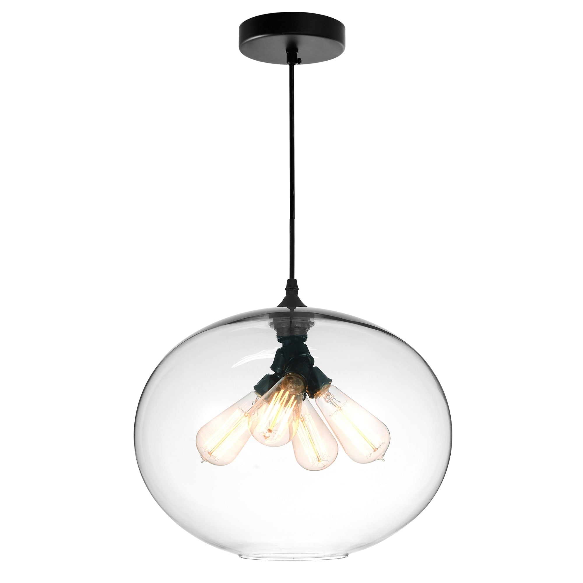 Clear Black Stainless Steel 4 Light Chandelier