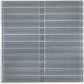 Glass Accent 1X6 Inch Straight Joint Mosaic In Classic Solid Smoked Pearl 12X12