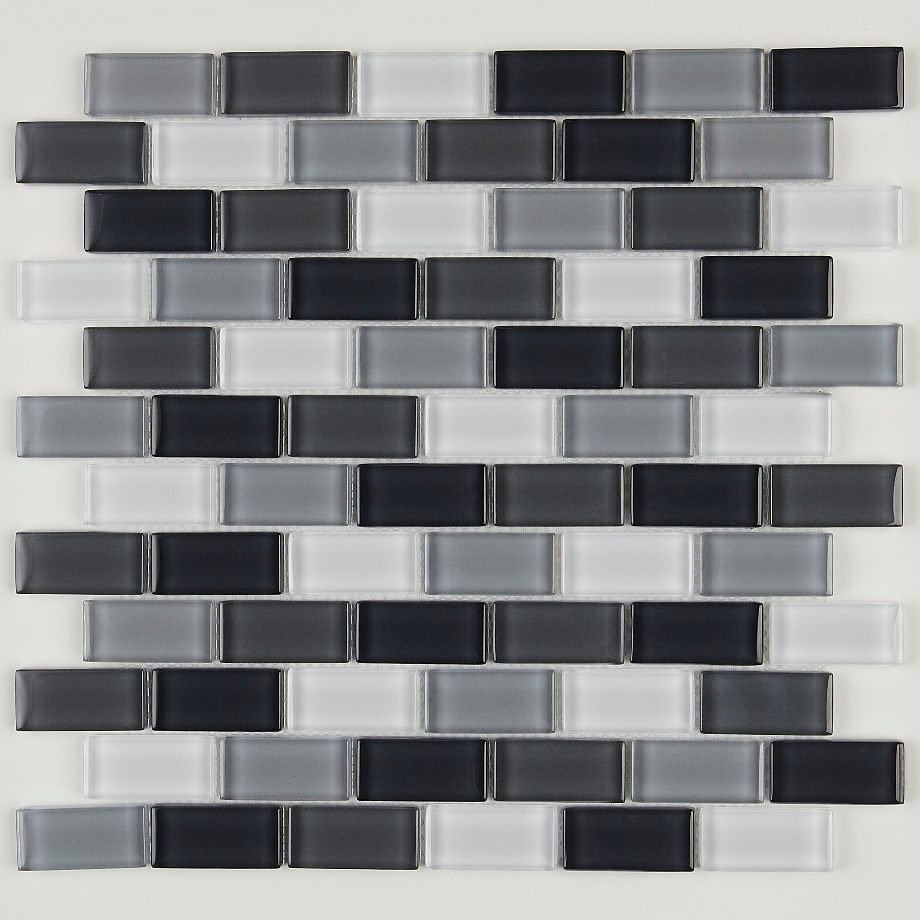 Glass Accent 2X1 Inch Brick Joint Mosaic In Classic Evening Mixes 12X13