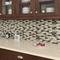 Glass Accent 2X1 Inch Brick Joint Mosaic In Classic Soft Cashmere 12X13