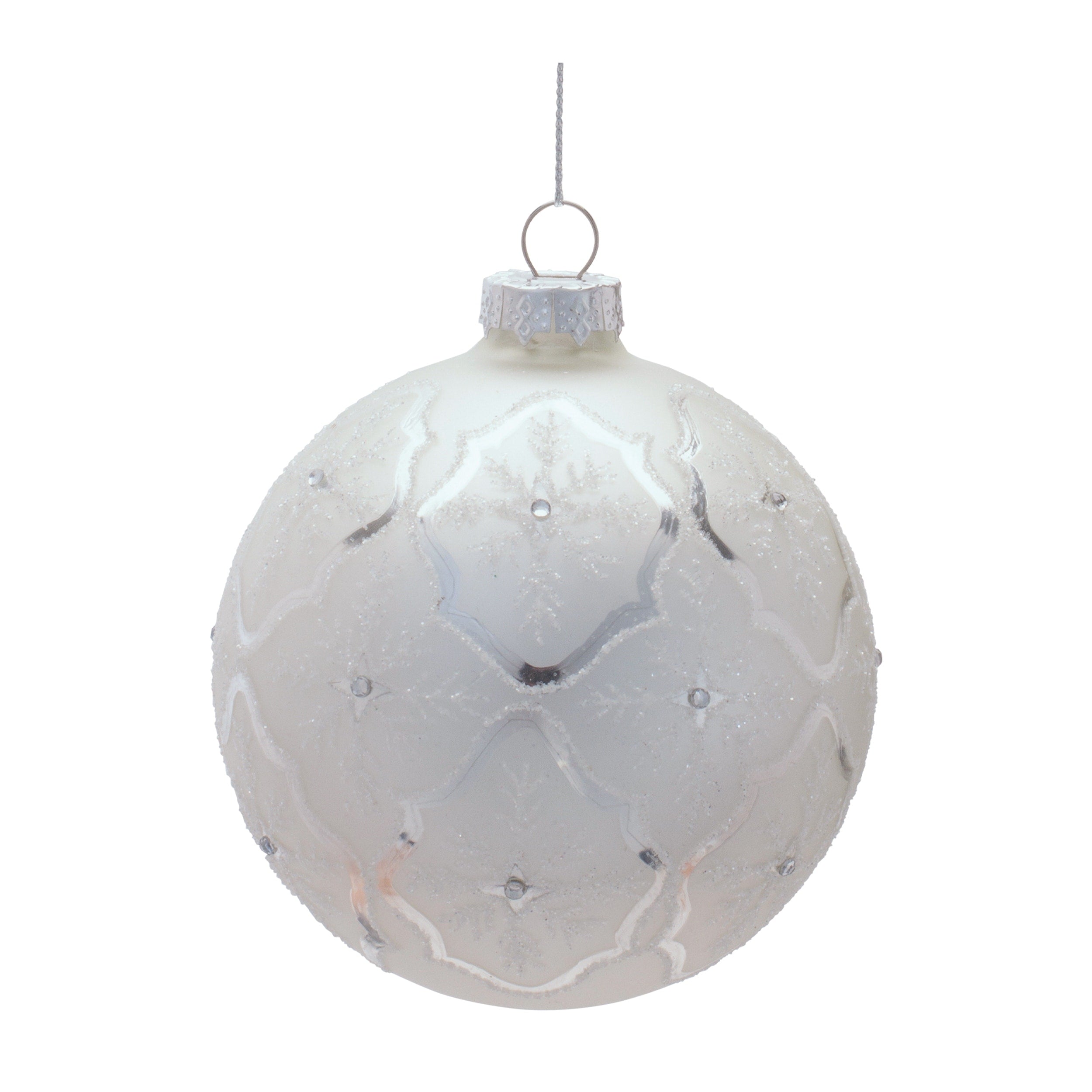 Glass Ball Ornaments With Snowflake Set Of 6