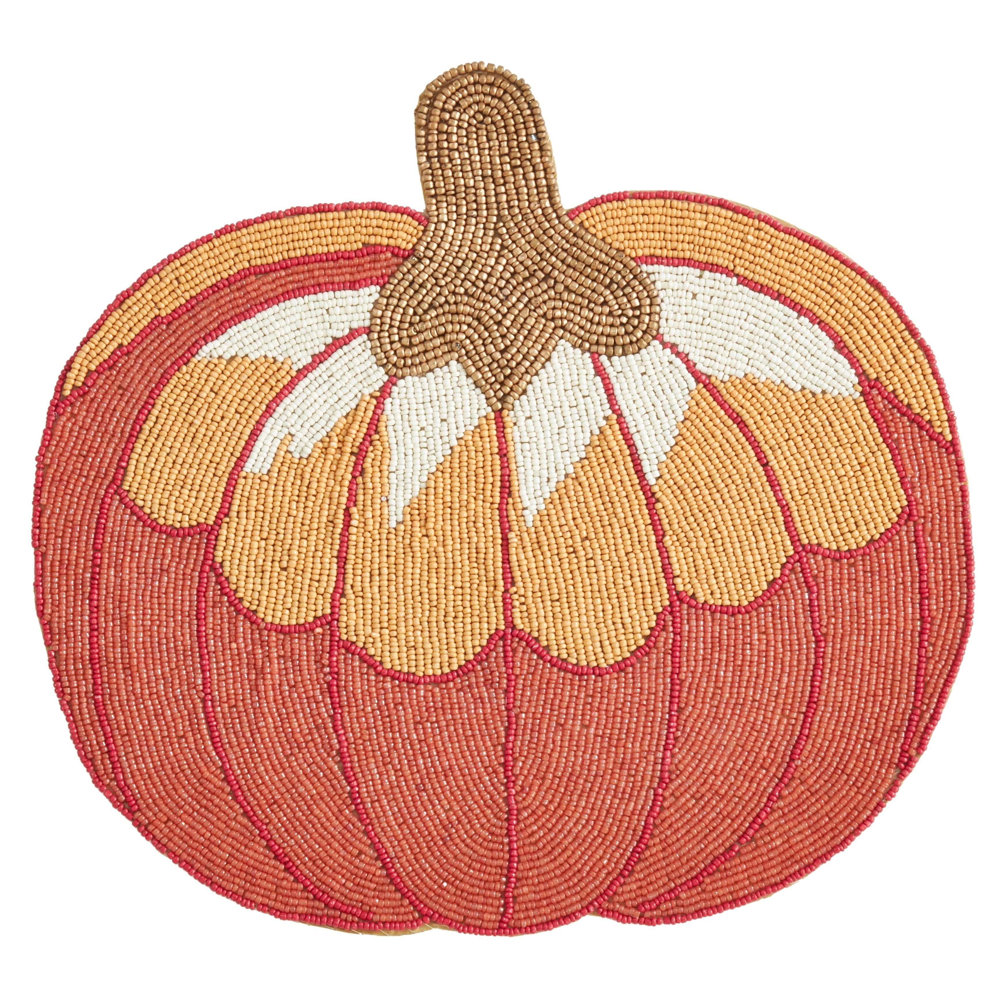 Glass Beads Placemats With Pumpkin Design Set Of 4