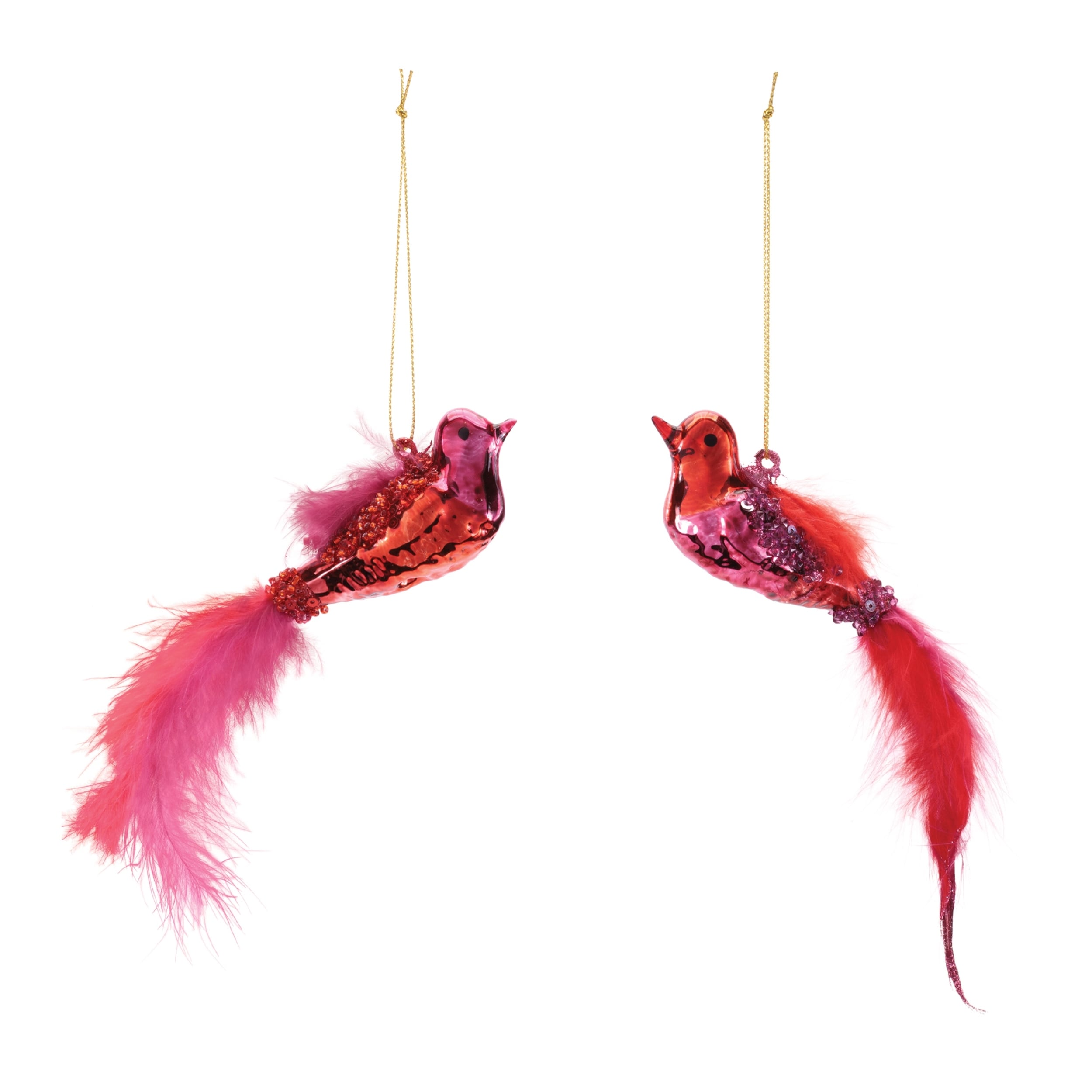 Glass Bird Ornaments Set Of 12