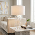 Glass Bubble Table Lamp With Crystal Accents And Cylinder Base