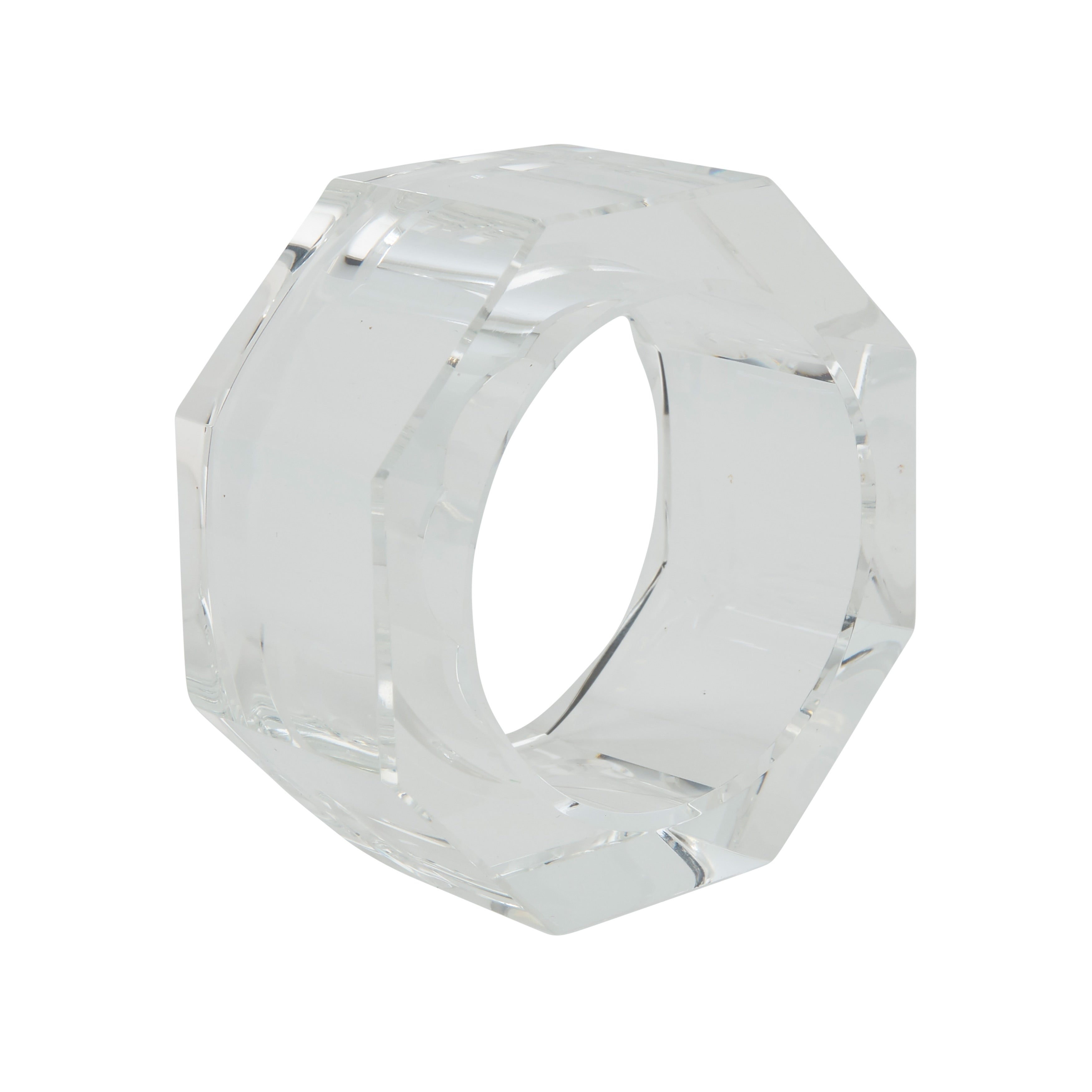 Glass Crystal Octagonal Facet Napkin Ring Set Of 4 Pcs