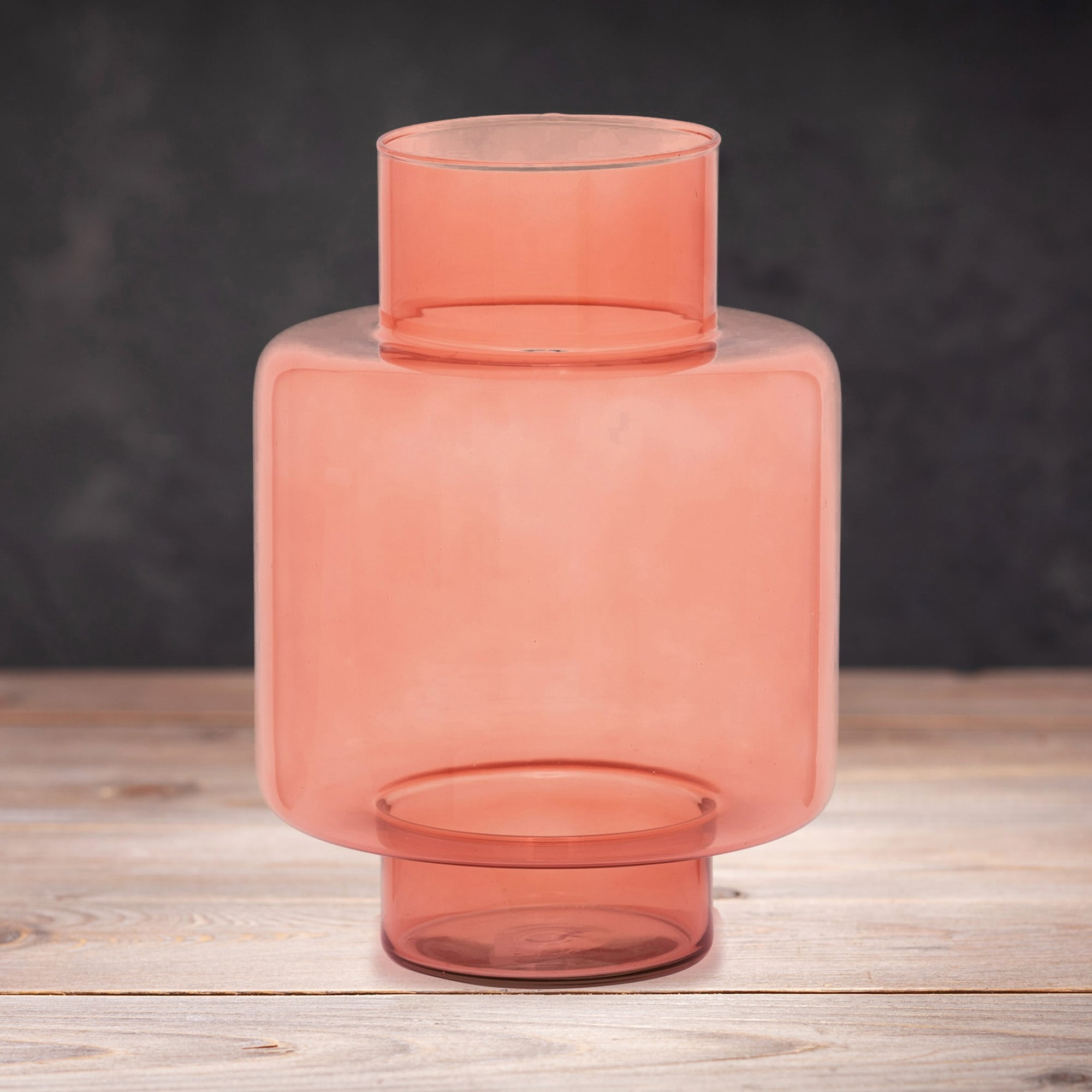 Glass Floral Standing Vase 10.5 Peach Pink