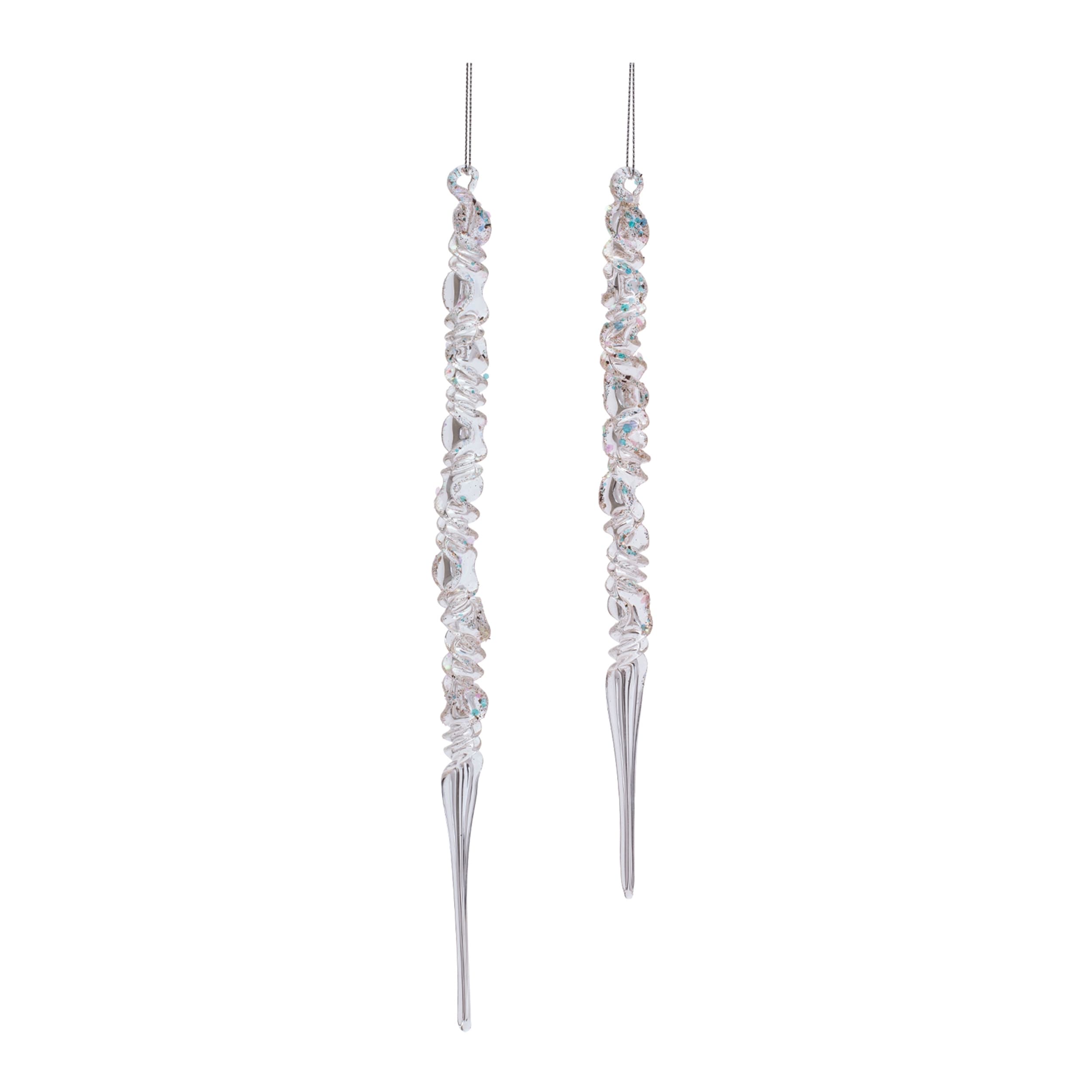 Glass Icicle Ornament Set Of 6 9.75 11.5