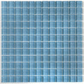 Glass Mosaic 1X1 Inch Accent Tile In Classic Solid Blue Lagoon 12X12