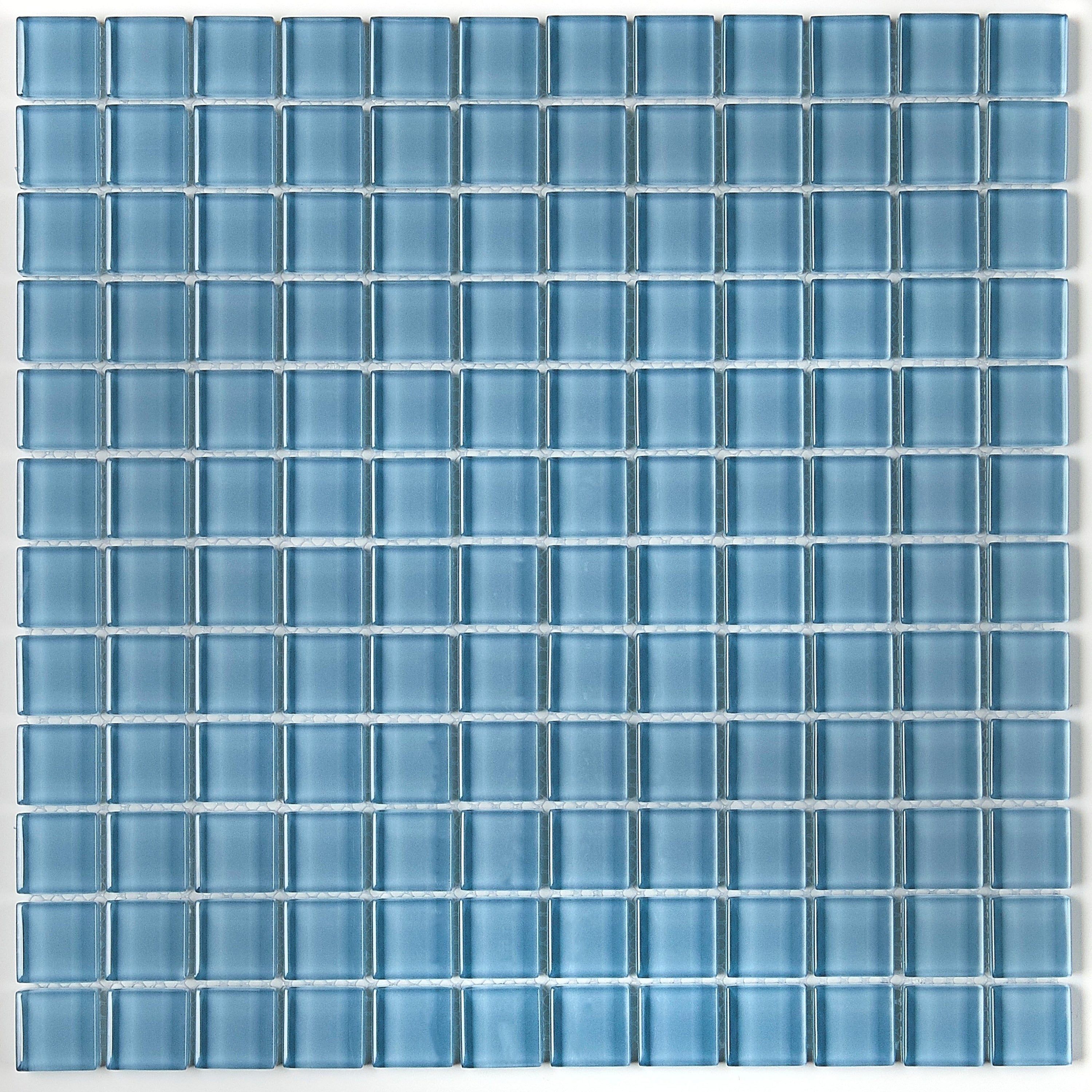 Glass Mosaic 1X1 Inch Accent Tile In Classic Solid Blue Lagoon 12X12