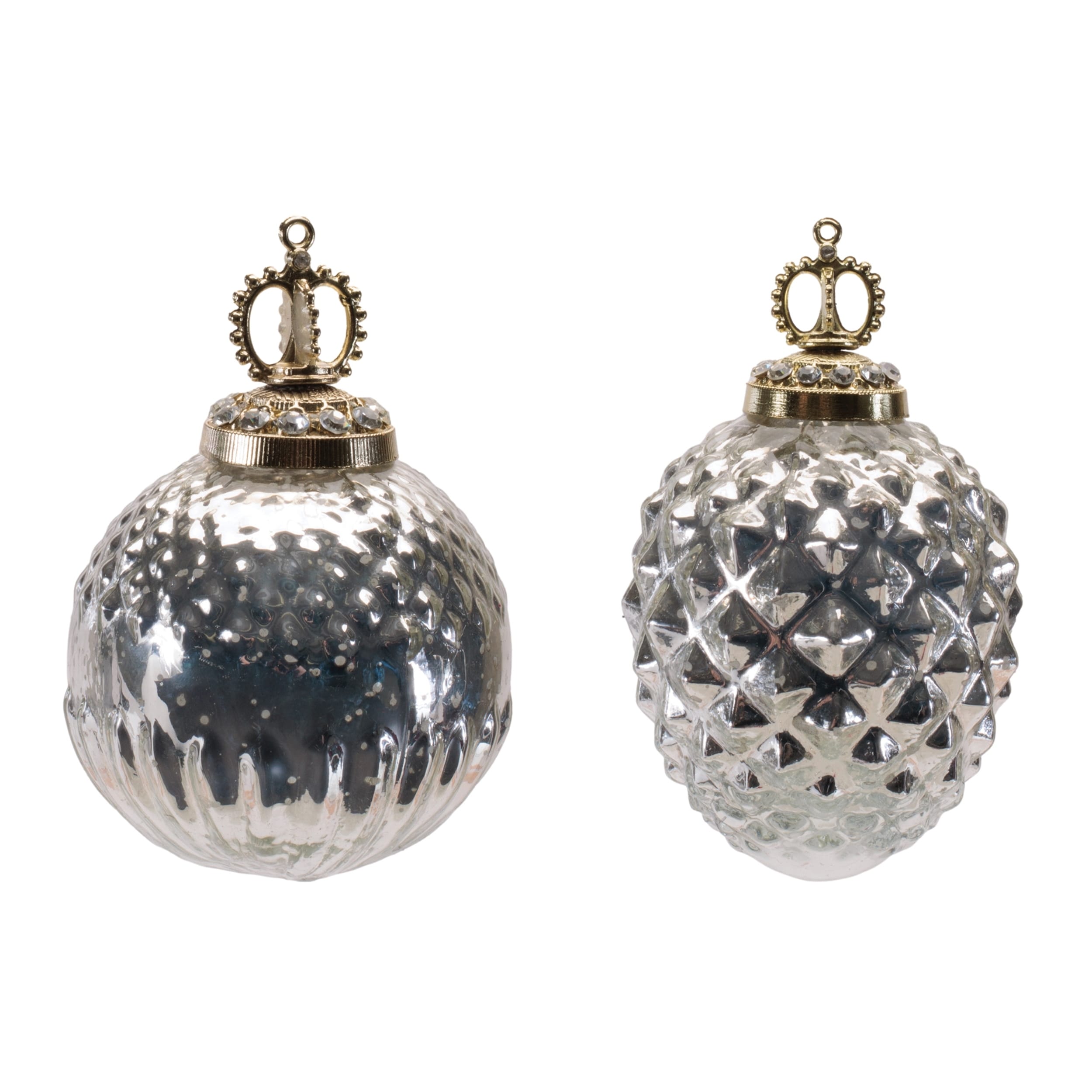 Glass Ornament Set Of 2 3 D 3.5 H