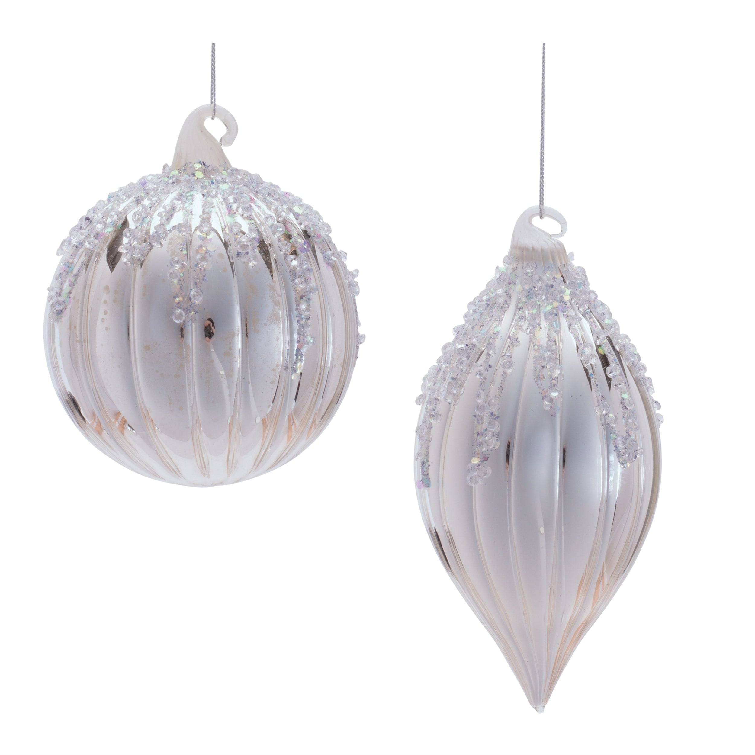 Glass Ornament Set Of 6 4 D X 5.5 H