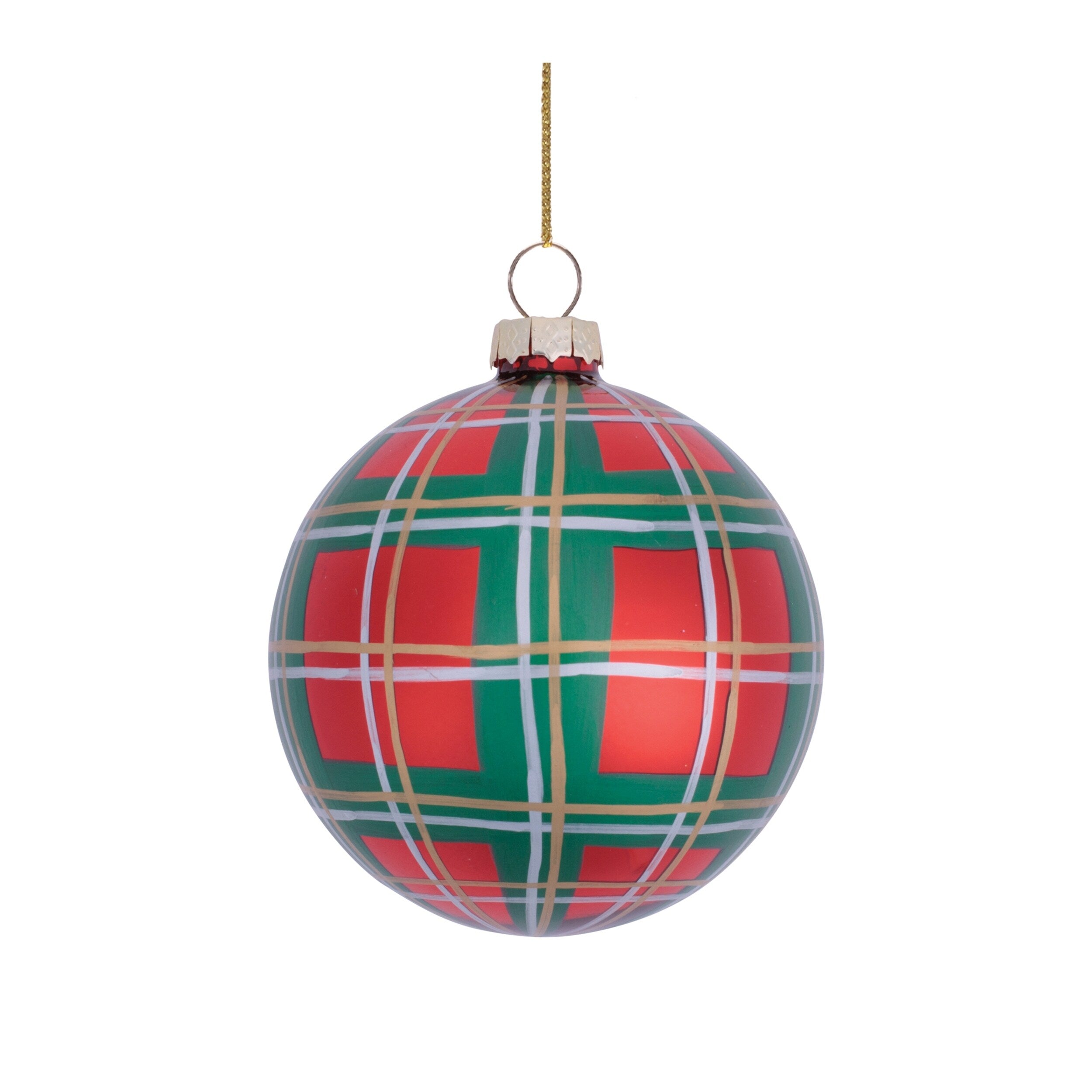 Glass Plaid Ball Ornaments Set Of 6