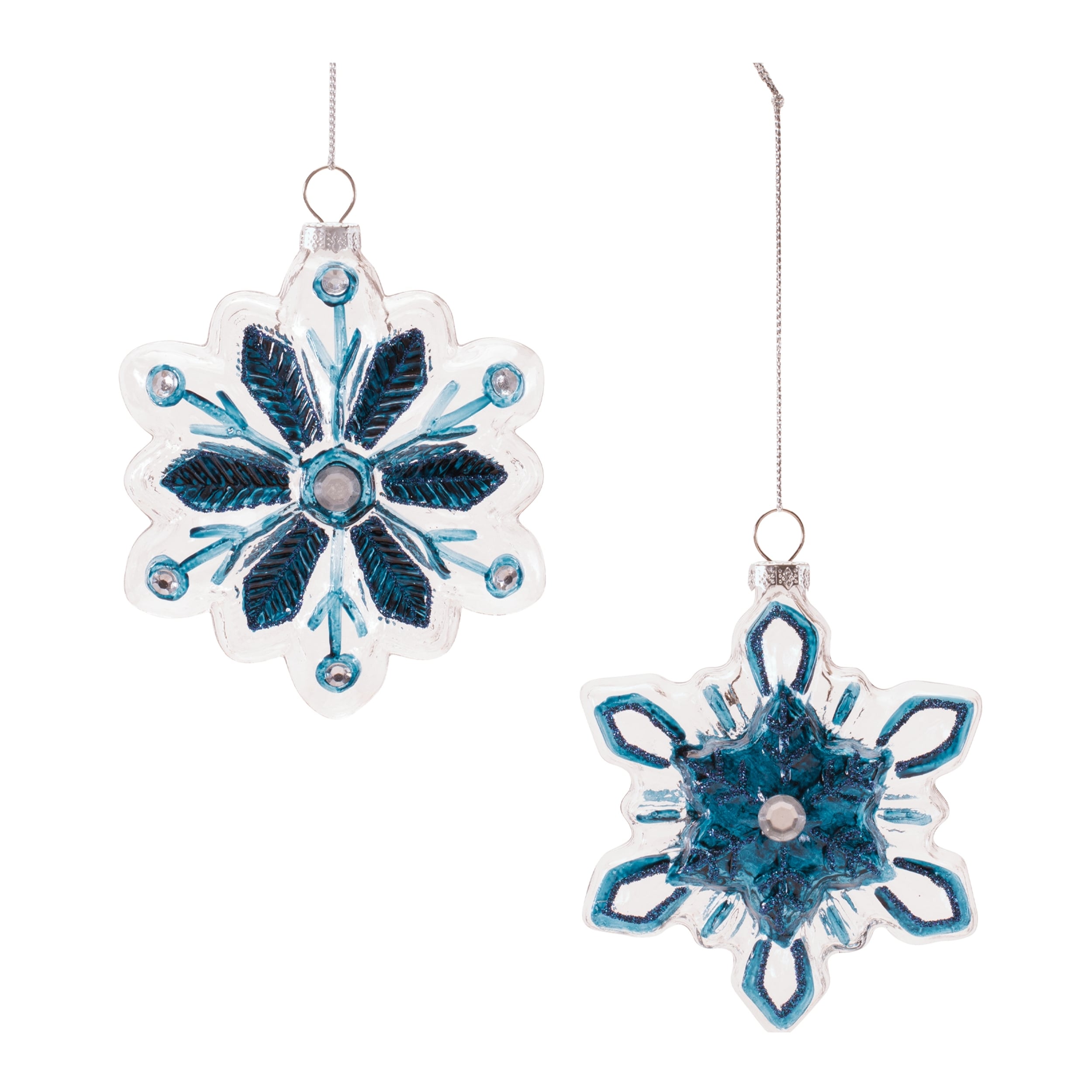 Glass Snowflake Ornaments Set Of 12