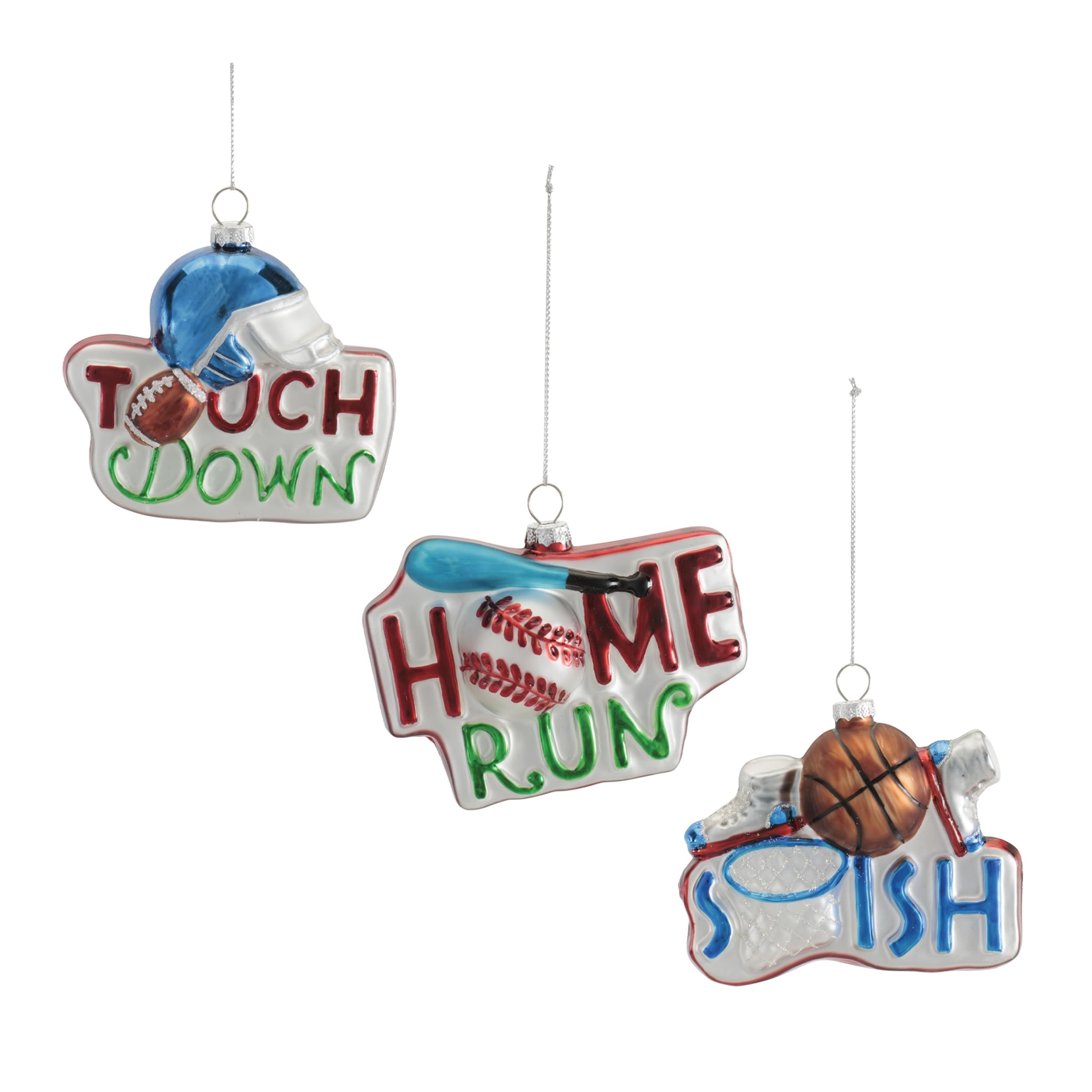 Glass Sports Ornaments Set Of 12