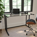 Flash Furniture Glass Desk With Black Pedestal Frame