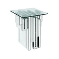 Glass Top End Table With Mirror Panels And Faux Gemstone Accents Silver
