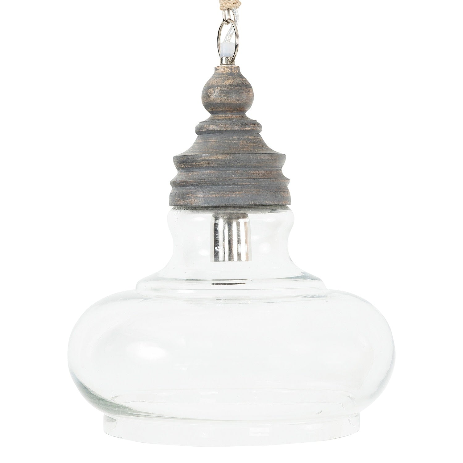 Glass Mango Wood Pendant Light