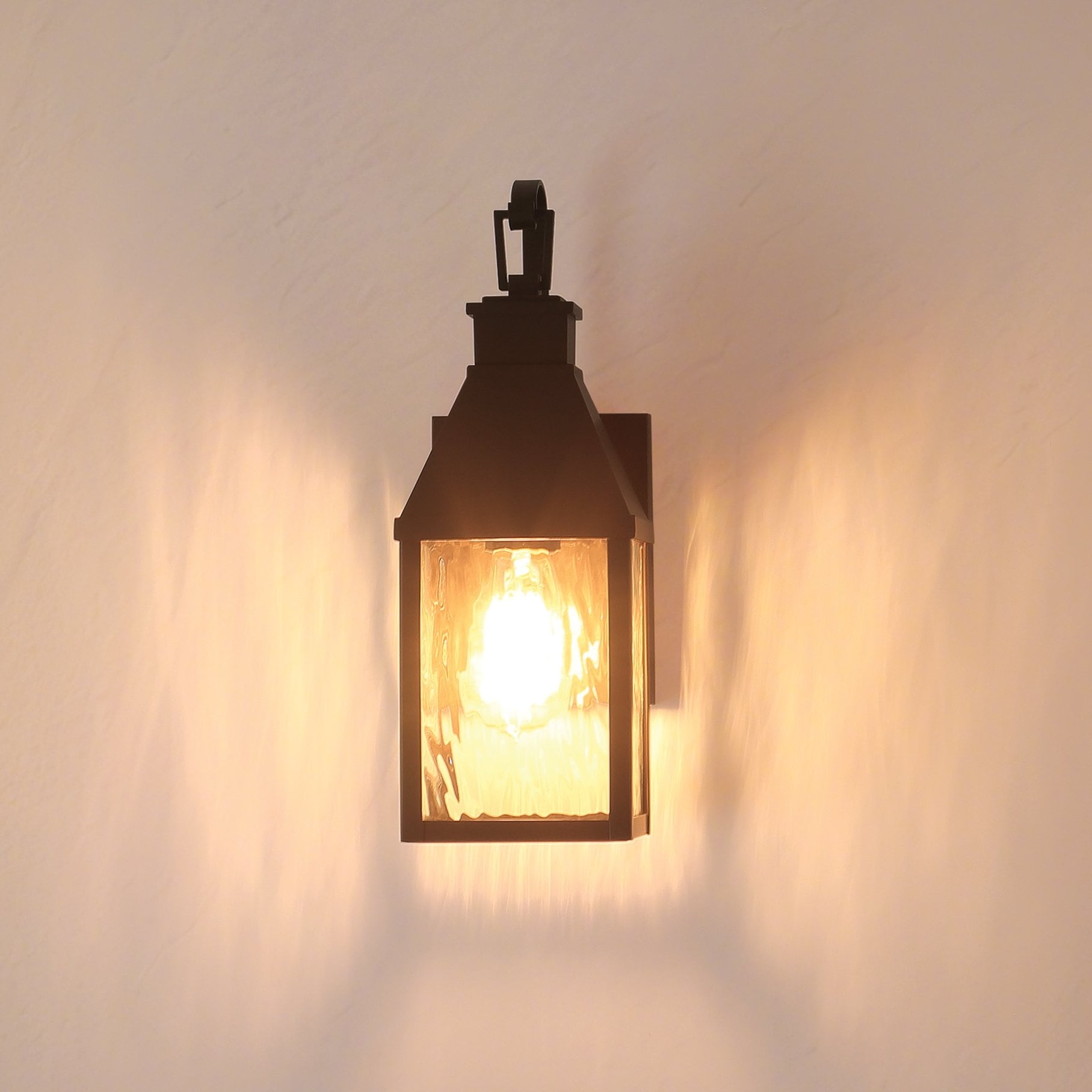 Glencrest 14 Inch 1 Light Dark Bronze Exterior Wall Sconce With Clear Water Glass