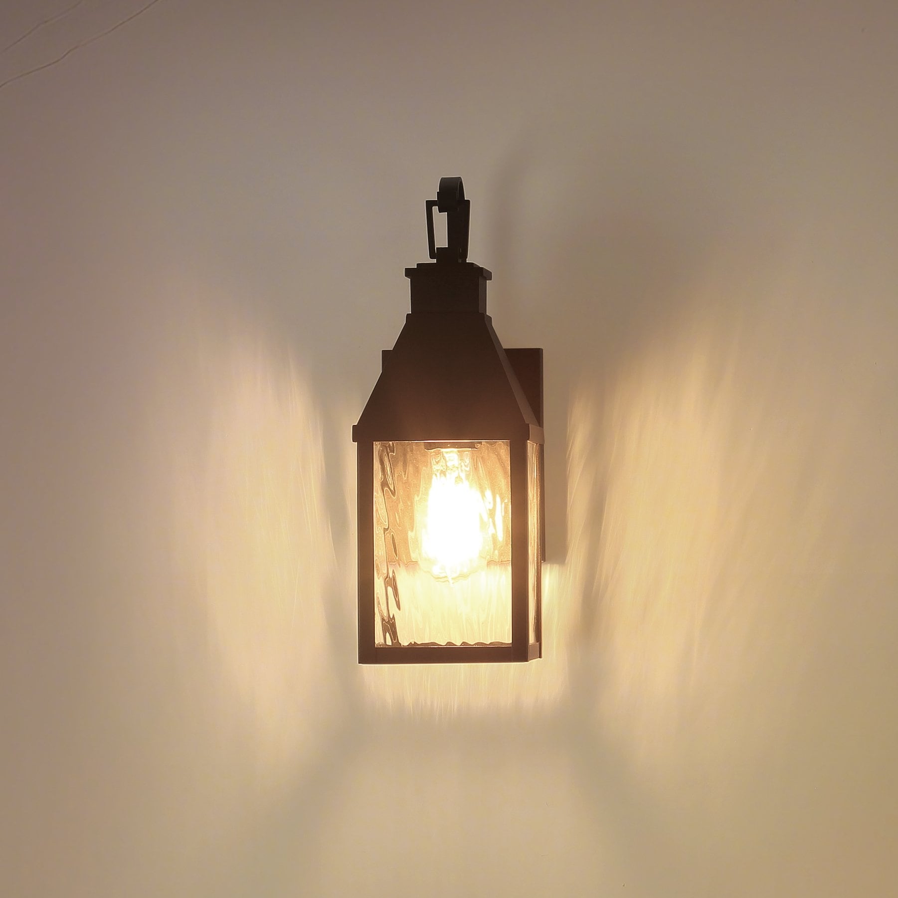 Glencrest 14 Inch 1 Light Textured Black Exterior Wall Sconce With Clear Water Glass