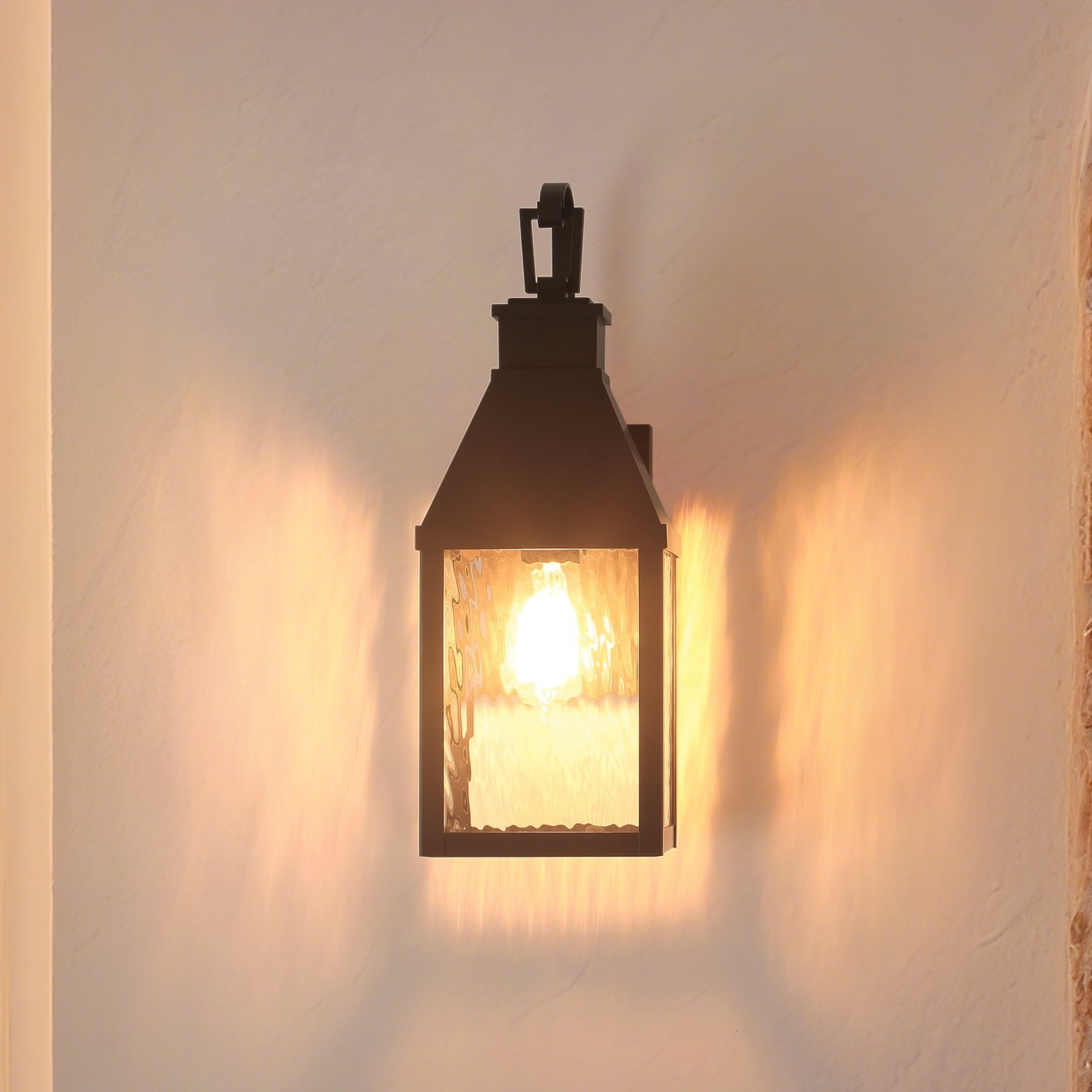 Glencrest 18 Inch 1 Light Dark Bronze Exterior Wall Sconce With Clear Water Glass