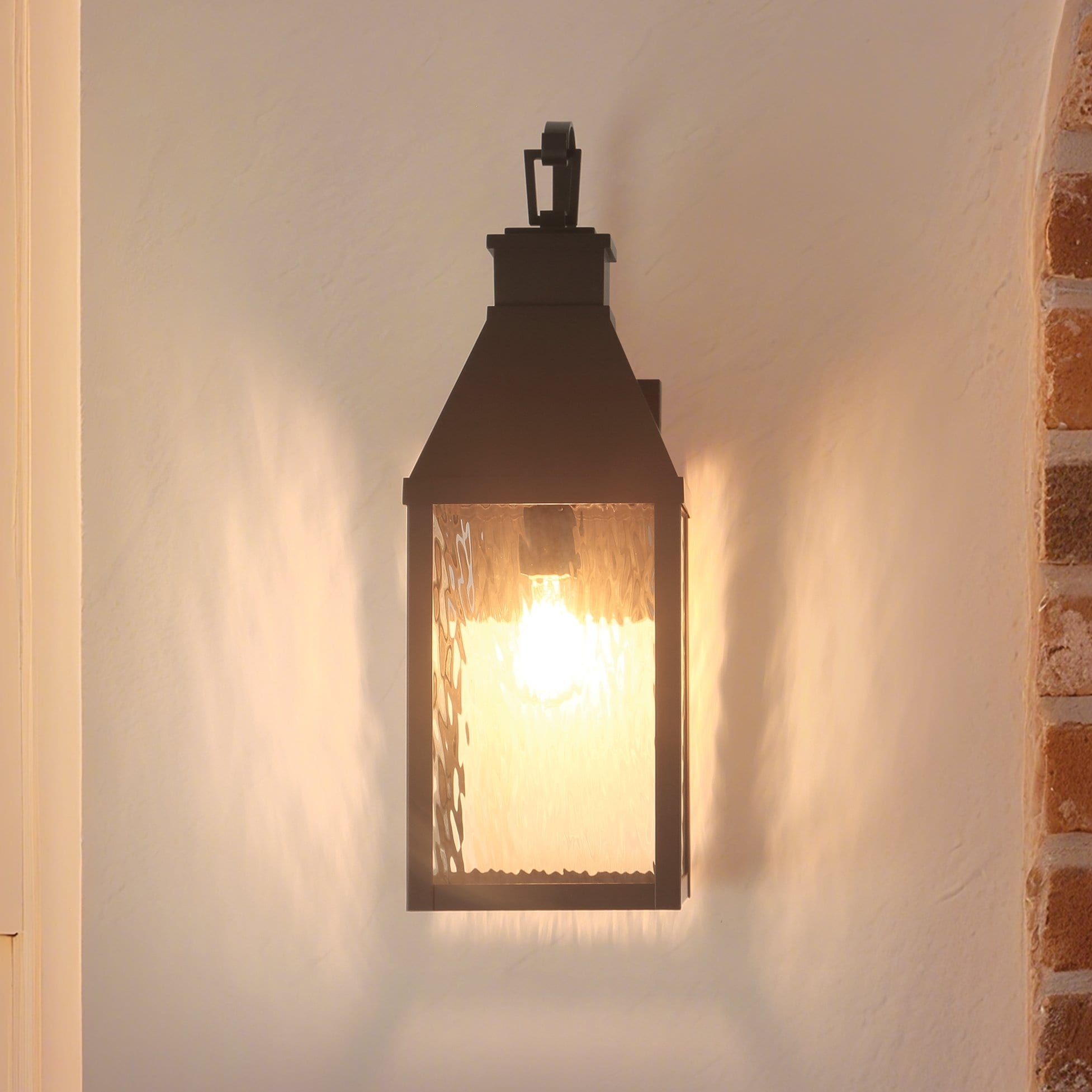 Glencrest 23 Inch 1 Light Dark Bronze Exterior Wall Sconce With Clear Water Glass