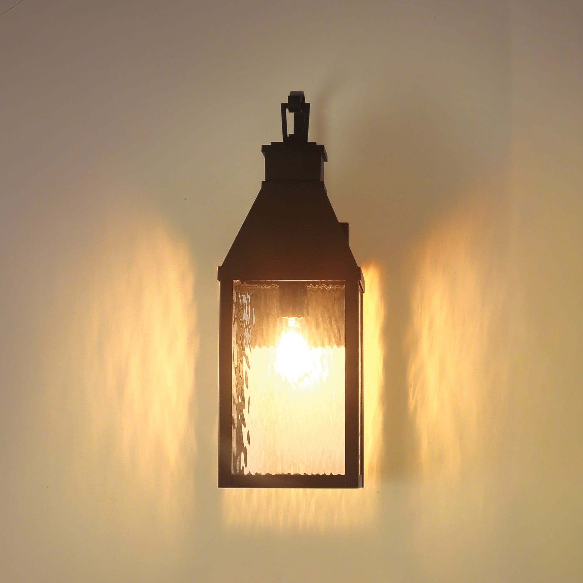 Glencrest 23 Inch 1 Light Textured Black Exterior Wall Sconce With Clear Water Glass