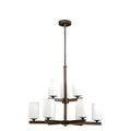 Glendale 9 Light 2 Tier Bronze Chandelier White Glass 26 In W X 28.25 In H X 26 In D