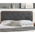 Glendale Traditional Charcoal Fabric Button Tufted Full Size Walnut Wooden Headboard