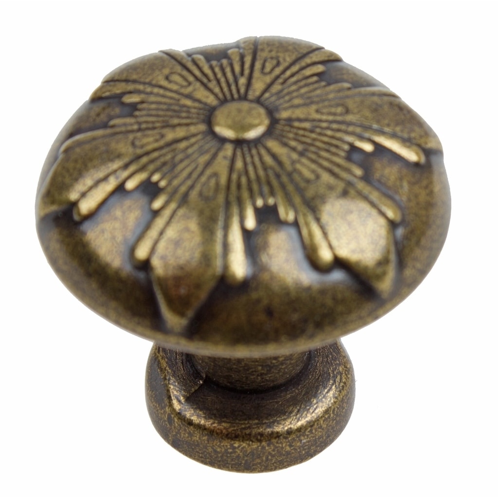 Gliderite 1.125 Inch Antique Brass Round Snowflake Cabinet Knob Pack Of 10 Or 25