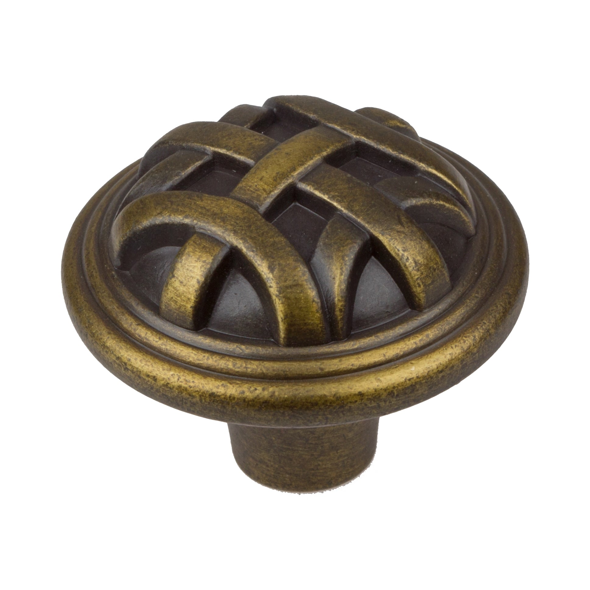 Gliderite 1.25 Inch Antique Brass Round Braided Cabinet Knobs Pack Of 10