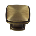 Gliderite 1.25 Inch Antique Brass Square Deco Cabinet Knobs Pack Of 10