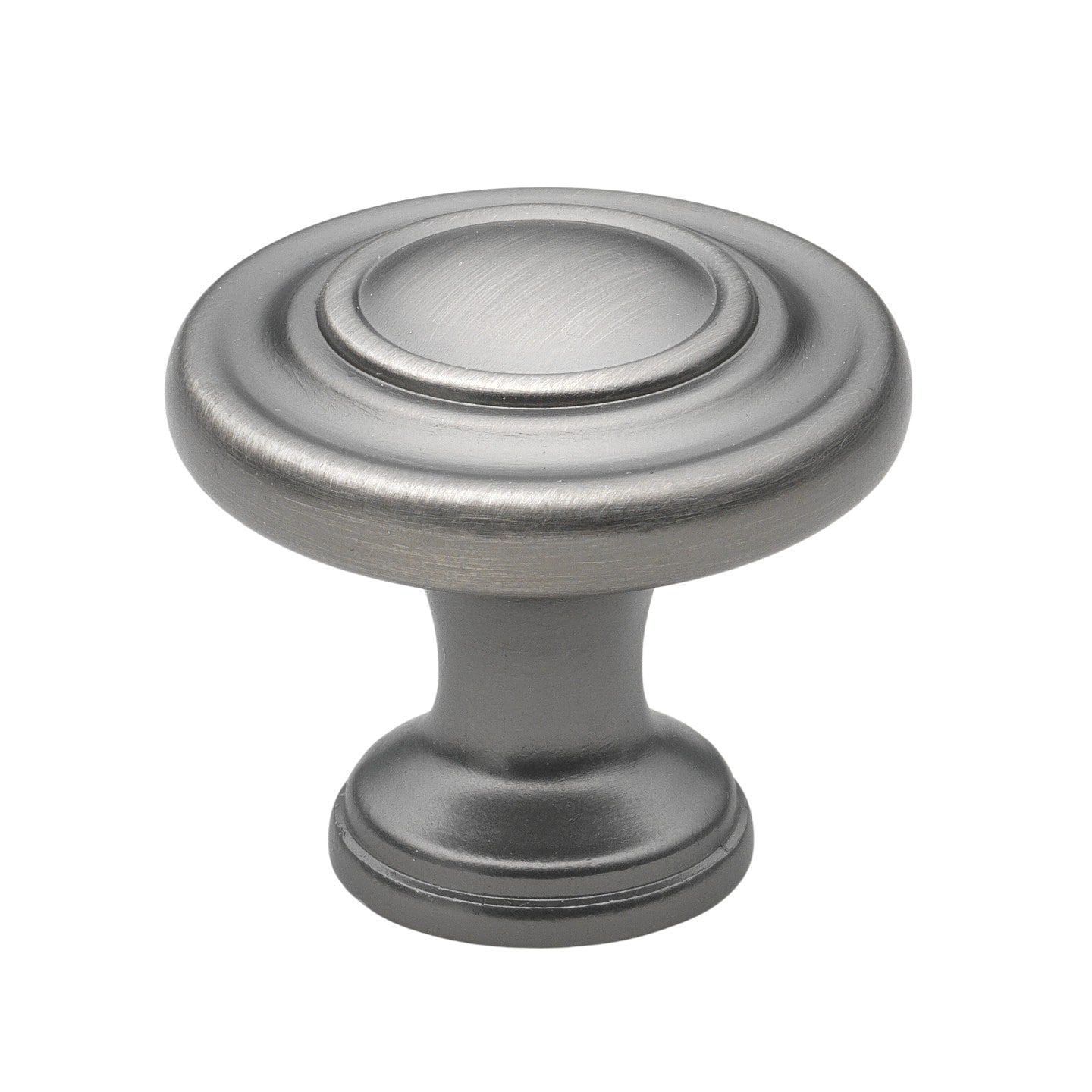 Gliderite 1.25 Inch Satin Pewter Classic 3 Ring Round Knobs Pack Of 10 Or 25