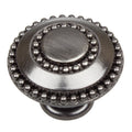 Gliderite 1.375 Inch Round Double Ring Beaded Brushed Pewter Cabinet Knobs Pack Of 10 Or 25