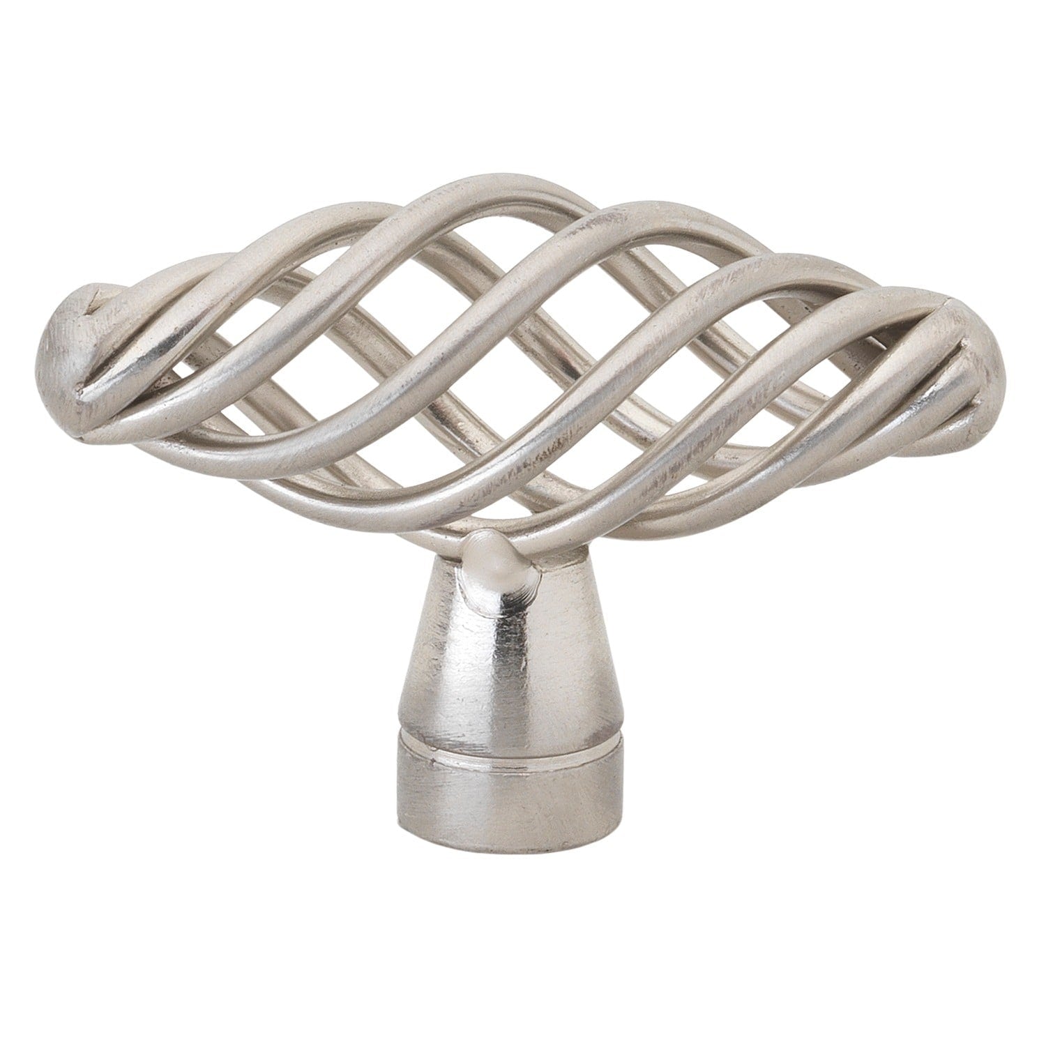 Gliderite 2 Inch Oval Twisted Birdcage Cabinet Knob Satin Nickel Pack Of 25 Silver