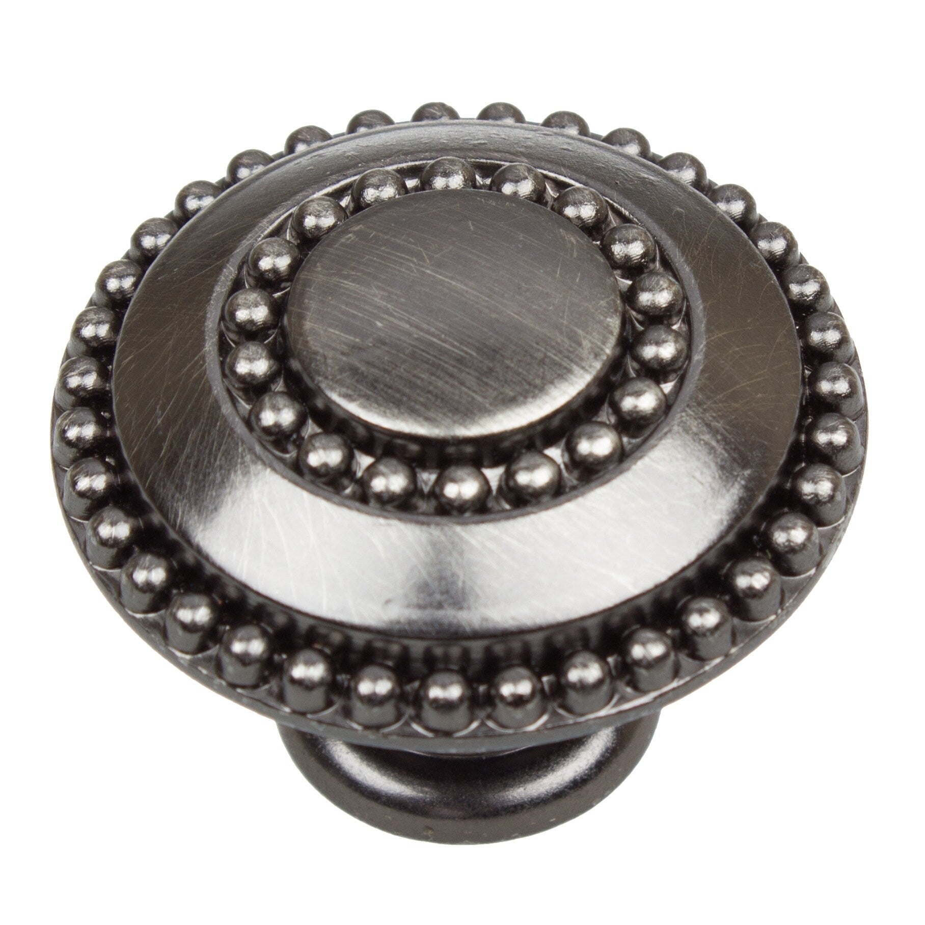 Gliderite 5 Pack 1 3 8 In. Brushed Pewter Round Beaded Ring Cabinet Knobs Brushed Pewter