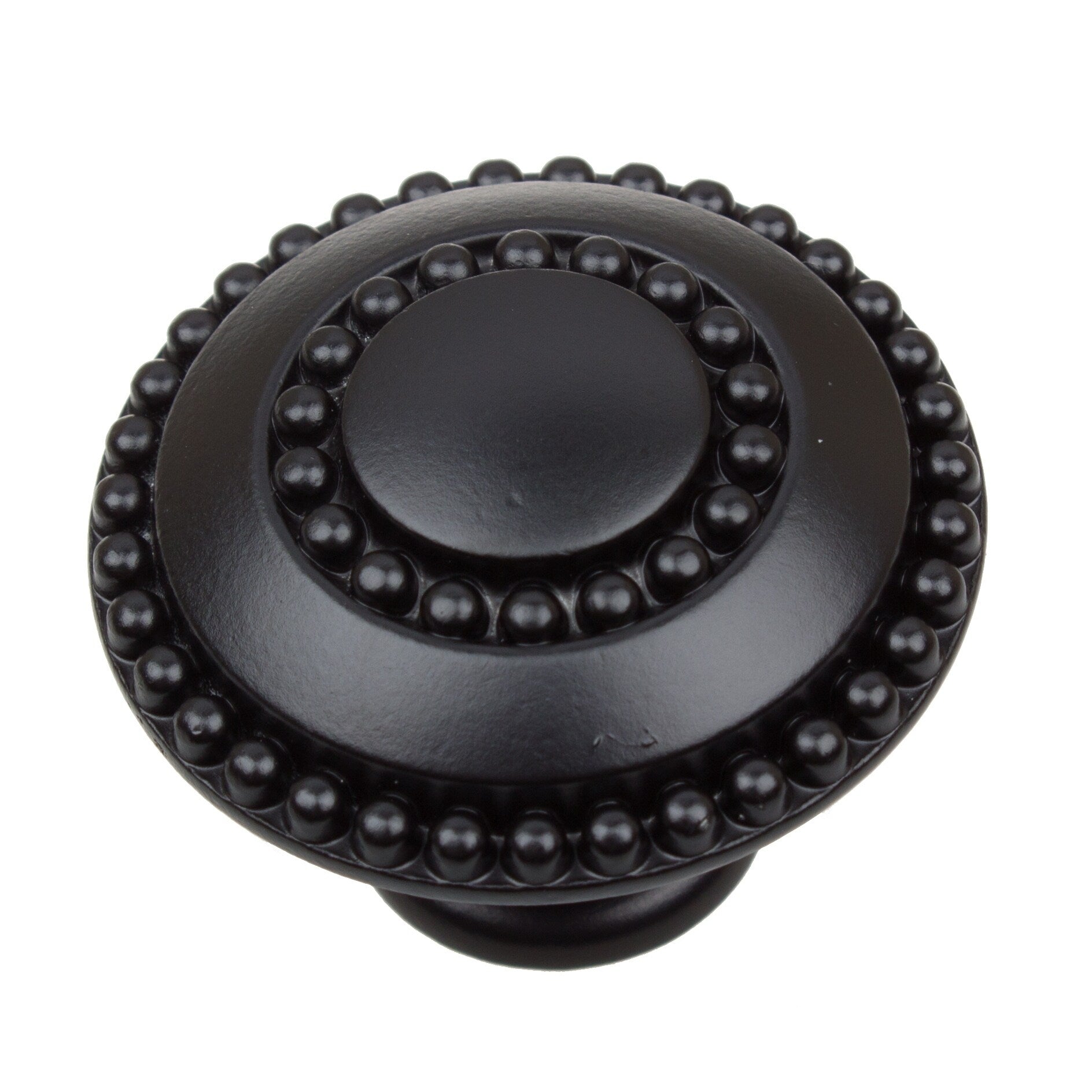 Gliderite 5 Pack 1 3 8 In. Matte Black Round Beaded Ring Cabinet Knobs Matte Black