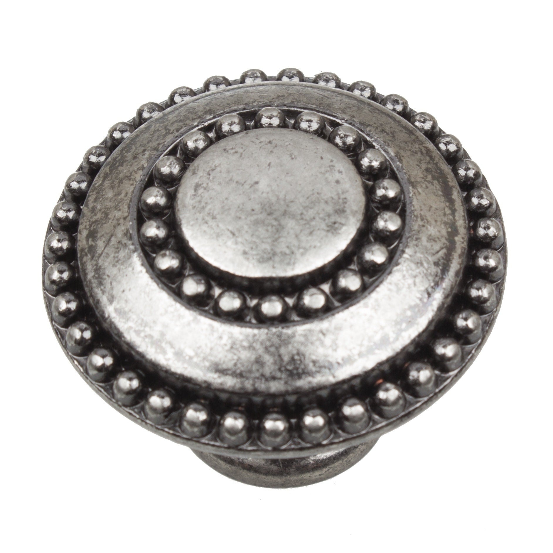 Gliderite 5 Pack 1 3 8 In. Weathered Nickel Round Beaded Ring Cabinet Knobs Weathered Nickel