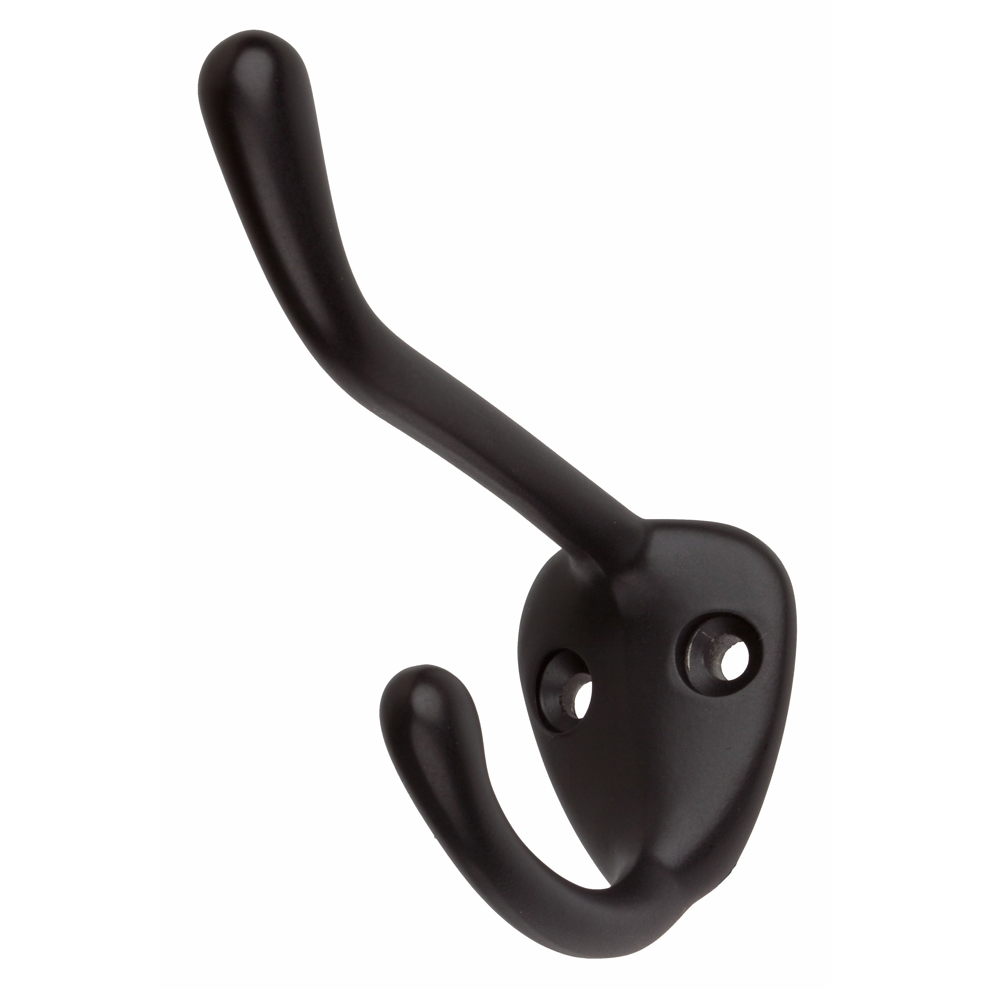 Gliderite Matte Black Double Robe And Coat Hooks Pack Of 10