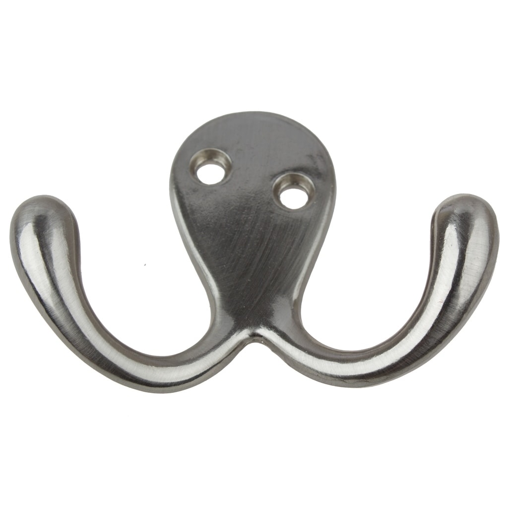 Gliderite Satin Nickel Octopus Double Hook Pack Of 10 Or 25