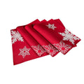 Glisten Snowflake Embroidered Christmas Placemats 14 By 20 Inch Set Of 4 Red